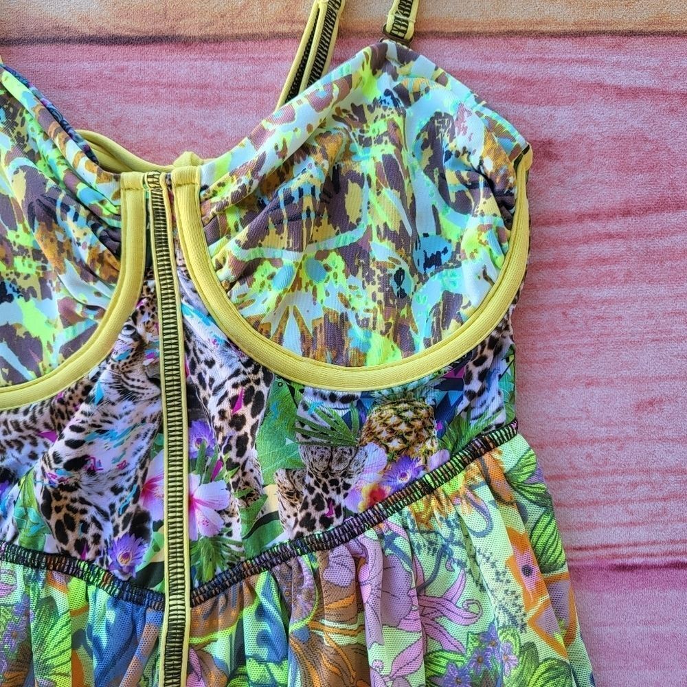 Maaji Honey Pot‎ Multicolor Floral Bustier High Slit Maxi Dress Medium - Picture 9 of 13